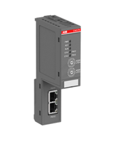 ABB CM579-PNIO Communication Module with PROFINET IO RT Controller and Dual Ethernet Interfaces.